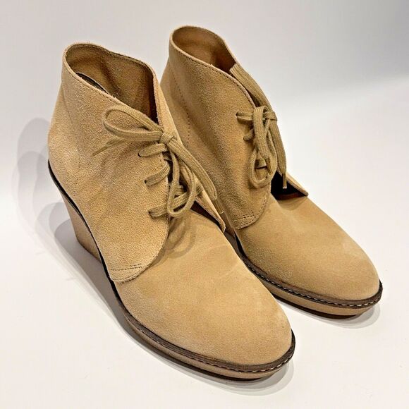 J. Crew MacAlister Wedge Ankle Bootie Chukka Beige Suede Lace Up Women’s Size 8 - Picture 10 of 15